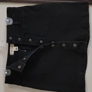Madewell button down black jean mini skirt
